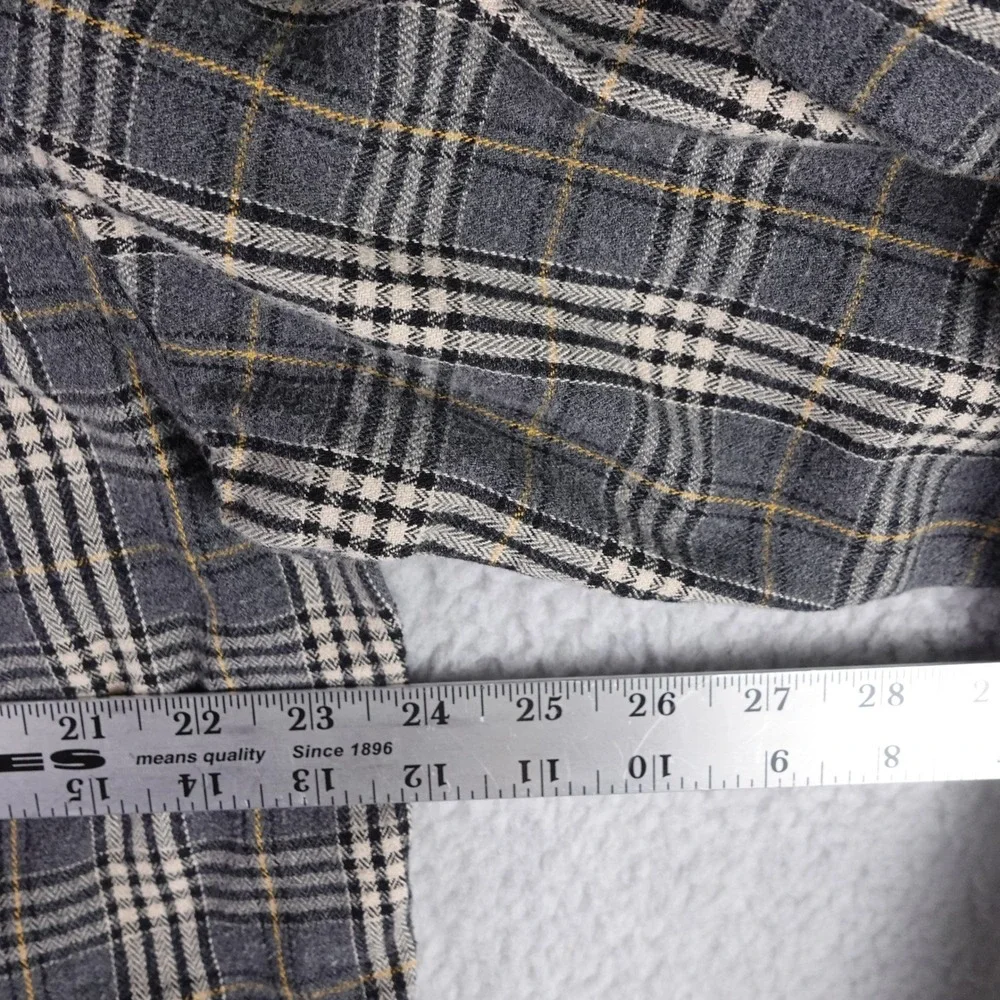 LL Bean Mens Large Tall Flannel Shirt Grey Plaid Cotton Button Down Outdoor Soft